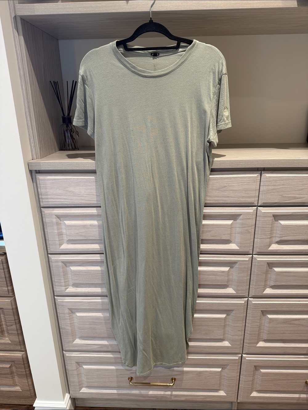 Monrow Relaxed Sage Green Maxi Tee Dress